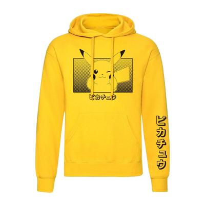 Unisex Hoodie Pokémon Pikachu Katakana Geel - Maat: S