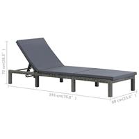 VidaXL Ligbed met kussen poly rattan antraciet - thumbnail