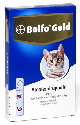 Bolfo Gold 40 Vlooiendruppels voor kleine kat 4 pipetten
