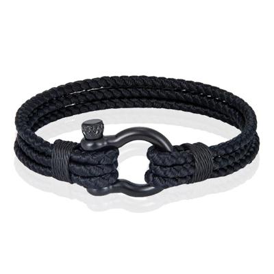 Triple Rope Armband Boegbeugel - Zwart-23cm