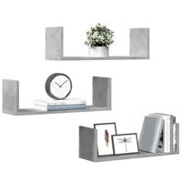 Wandschappen 3 st 58x18x18 cm bewerkt hout betongrijs - thumbnail
