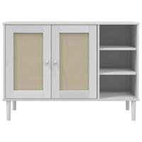 Dressoir SENJA 112x40x80 cm rattan look massief grenenhout wit - thumbnail