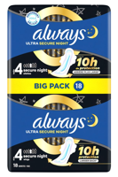 Always Maandverband ultra secure night 18 Stuks - thumbnail