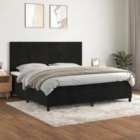 Boxspring met matras fluweel zwart 200x200 cm - thumbnail