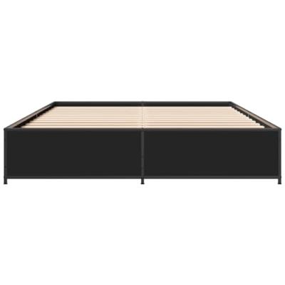 Bedframe bewerkt hout metaal zwart 120x200 cm