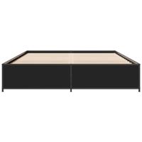 Bedframe bewerkt hout metaal zwart 120x200 cm - thumbnail