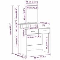 Kaptafel met lade Artisan Eiken 79 x 41 x 140 cm Bewerkt hout - thumbnail