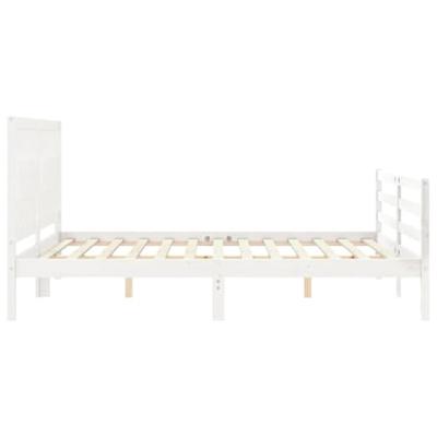 Bedframe met hoofdbord massief hout wit