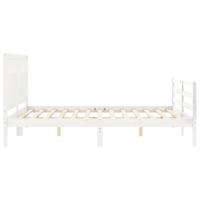 Bedframe met hoofdbord massief hout wit - thumbnail