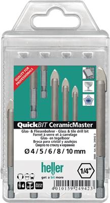 Heller 24942 Glas- en keramiekborenset 5-delig 4 mm, 5 mm, 6 mm, 8 mm, 10 mm 1/4 (6.3 mm) 1 set(s)