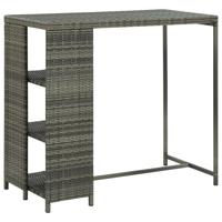 Bartafel met opbergrek 120x60x110 cm poly rattan grijs - thumbnail