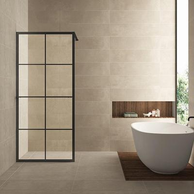 Wiesbaden Maaz Inloopdouche 100x200 cm - Helder Glas. Zwart Raster. Handdoekhouder