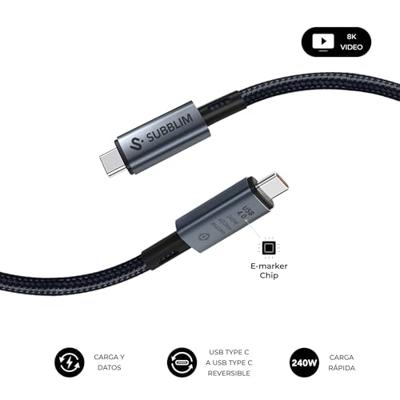 SUBBLIM USB-C naar USB-C kabel, 240 W, USB 4.0, 1,5 m, compatibel met Thunderbolt 3/4, 8K @60Hz