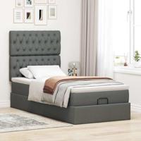 Ottoman bed met matras 100x200cm stof donkergrijs - thumbnail