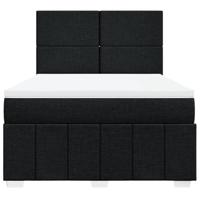 Boxspring met matras stof zwart 140x200 cm - thumbnail