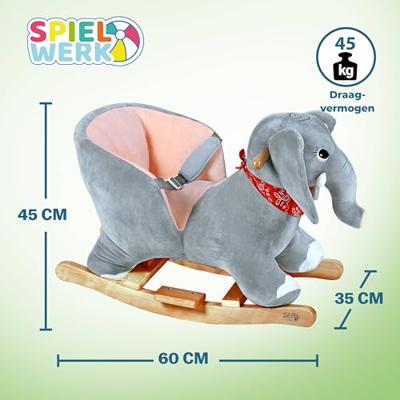 Schommeldier Olifant met veiligheidsgordel hobbeldier - thumbnail