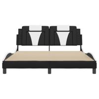 Bedframe "Viana" met LED zonder matras kunstleer zwart en wit 160x200 cm - thumbnail