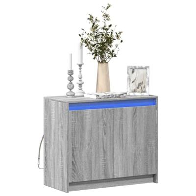 Dressoir met LED 72x34x61 cm bewerkt hout grijs sonoma eiken