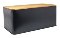 Broodtrommel met plank - zwart - 31x17x14 cm - thumbnail
