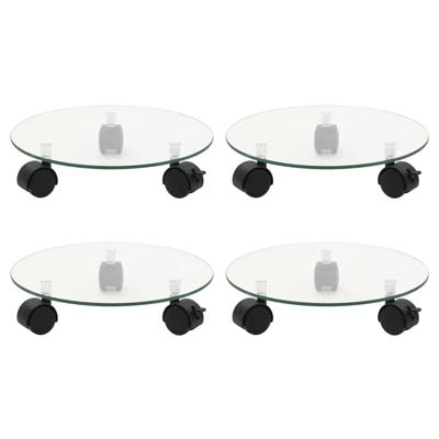 Plantenrollers 4 st rond 28 cm gehard glas
