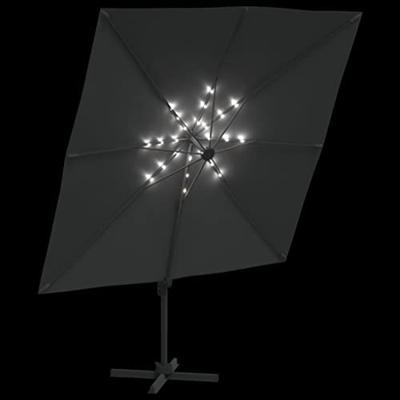 VidaXL Zweefparasol met led-verlichting 400x300 cm antracietkleurig