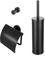 Toiletset Accessoires Geesa Nemox met Toiletborstel Toiletrolhouder en Handdoekhaak Zwart Geesa - thumbnail