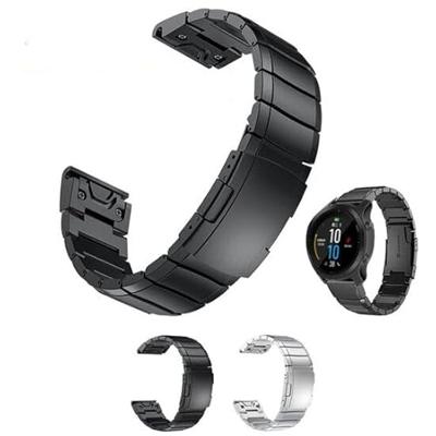 By Qubix - Stainless steel schakelband - Zilver - Compatible met Garmin Fenix 8-51mm - Compatible Garmin bandje