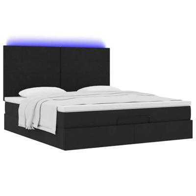 Ottoman bed met matras en LED's 160x200cm stof zwart