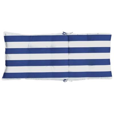 VidaXL Stoelkussens 2 st hoge rug gestreept stof wit en blauw