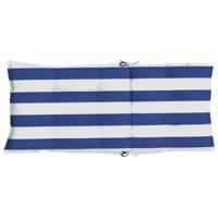VidaXL Stoelkussens 2 st hoge rug gestreept stof wit en blauw - thumbnail