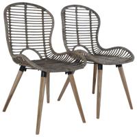 Eetkamerstoelen 2 st natuurlijk rattan bruin - thumbnail