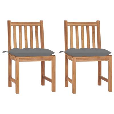 Tuinstoelen 2 st met kussens massief teakhout