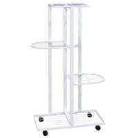 VidaXL Bloemenstandaard met wielen 4-laags 44x23x80 cm ijzer wit - thumbnail