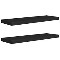VidaXL Wandschappen zwevend 2 st 80x23,5x3,8 cm mdf zwart - thumbnail