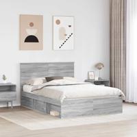 Bedframe met lade Grijs Sonoma 150 x 200 cm Massief grenenhout - thumbnail