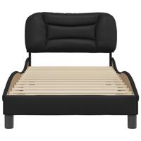 Bedframe met hoofdbord kunstleer zwart 90x190 cm - thumbnail