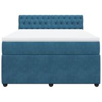 Boxspring met matras fluweel blauw 140x200 cm - thumbnail