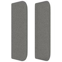 Hoofdbord met randen 203x16x78/88 cm stof donkergrijs - thumbnail