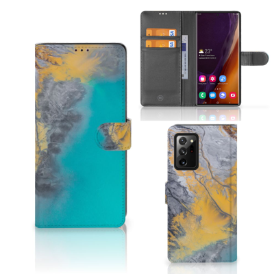 Samsung Galaxy Note20 Ultra | Bookcase | Marble Blue Gold Samsung Galaxy Note20 Ultra | Bookcase | Marble Blue Gold