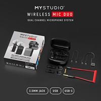 Easypix MyStudio® Wireless Mic Duo Studiomicrofoon Dasspeld Zendmethode:Kabelgebonden, Radiografisch Incl. windkap, Incl. microfoonstatief USB-C Kabelgebonden, - thumbnail