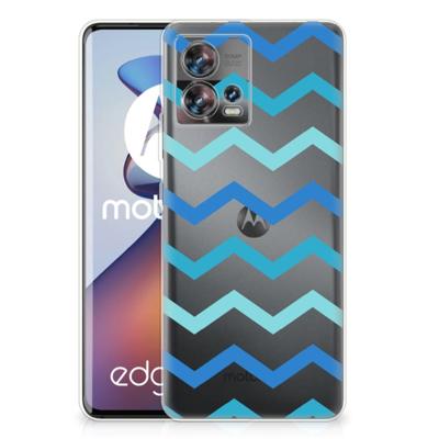 Motorola Edge 30 Fusion | TPU bumper | Zigzag Blauw Motorola Edge 30 Fusion | TPU bumper | Zigzag Blauw