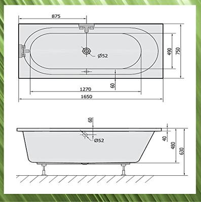 Ligbad Polysan Astra Inbouw 165x75x48 cm Wit Polysan