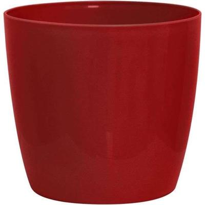 Glanzende plantenpot - GARDEN ID - Glanzend Rood met wielen - 30 x 27 cm - Keramiek look - Waterdicht - Gemakkelijk te verplaatsen