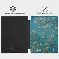 Lunso - Kobo Aura H20 Edition 1 hoes (6.8 inch) - Vegan Saffiano Leren sleep cover - Van Gogh Amandelbloesem - thumbnail