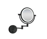 Wiesbaden Wand Scheerspiegel Met LED Verlichting �20 cm Staand 5x Vergrotend Mat Zwart - thumbnail