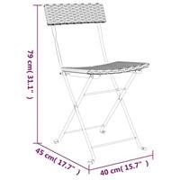3-delige Bistroset inklapbaar poly rattan grijs - thumbnail