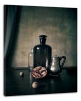 Schilderij -Stilleven Granaatappel en Stolpflessen, 80x100cm. Wanddecoratie - thumbnail