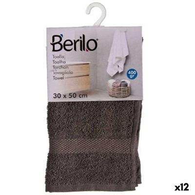 Badhanddoek Berilo Grijs 80 % katoen 20 % Polyester 30 x 50 cm 30 x 50 x 0,2 cm 25 x 1,5 x 15 cm (12 Stuks)