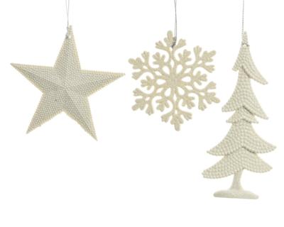 10 stuks! Hanger Kerstbal plastic glitter wit Decoris - Decoris 10 stuks! Hanger Kerstbal plastic glitter wit Decoris - Decoris