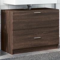 Wastafelkast 78x37x59 cm bewerkt hout bruin eikenkleurig - thumbnail